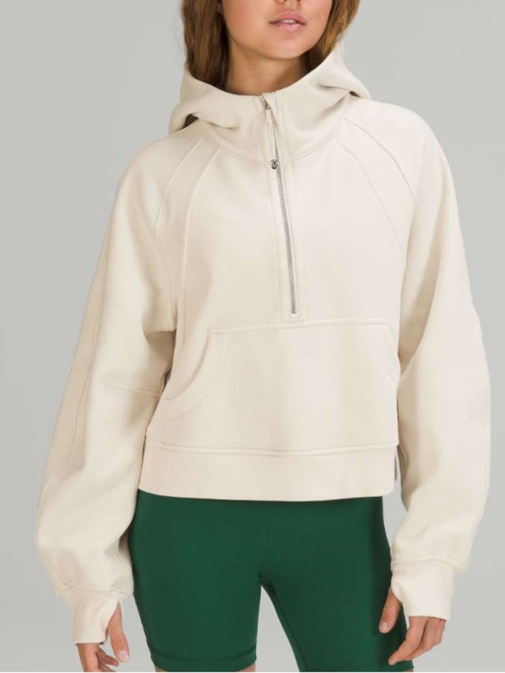 Lululemon Scuba Oversized Half-Zip Hoodie White Opal Off-White Cream Beige M/L
